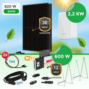 Balkonkraftwerk Komplettset 820Watt mit 2.2 kW Speicher